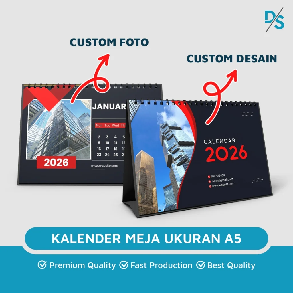 DSPRINTING - Cetak Kalender Meja Custom, Family, Corporate, Custom Edition / Print Kalendar Duduk Foto Ukuran A5 Landscape