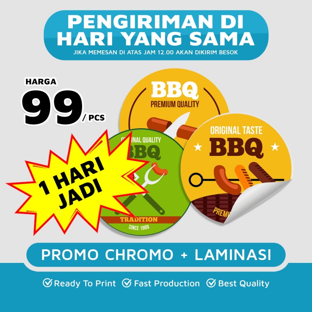 DSPRINTING - Cetak Sticker Custom Chromo Label Makanan, label Minuman - Label Minuman - Sticker Garansi Lingkaran ( Bulat ) + laminasi