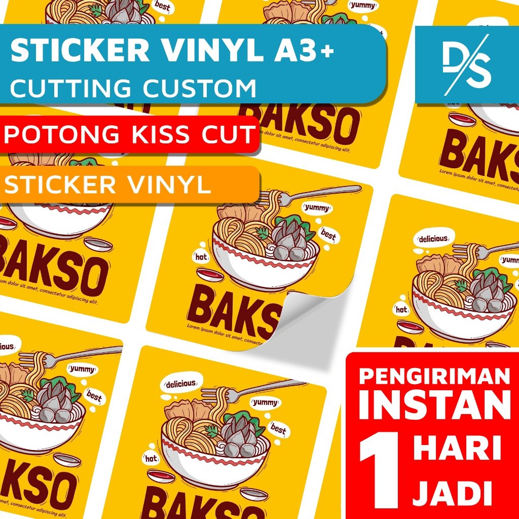 DSPRINTING - Cetak Stiker Vinyl / Label Makanan Kemasan / Produk Botol Minuman / Custom Lembaran A3+ Instan 1 Hari Jadi