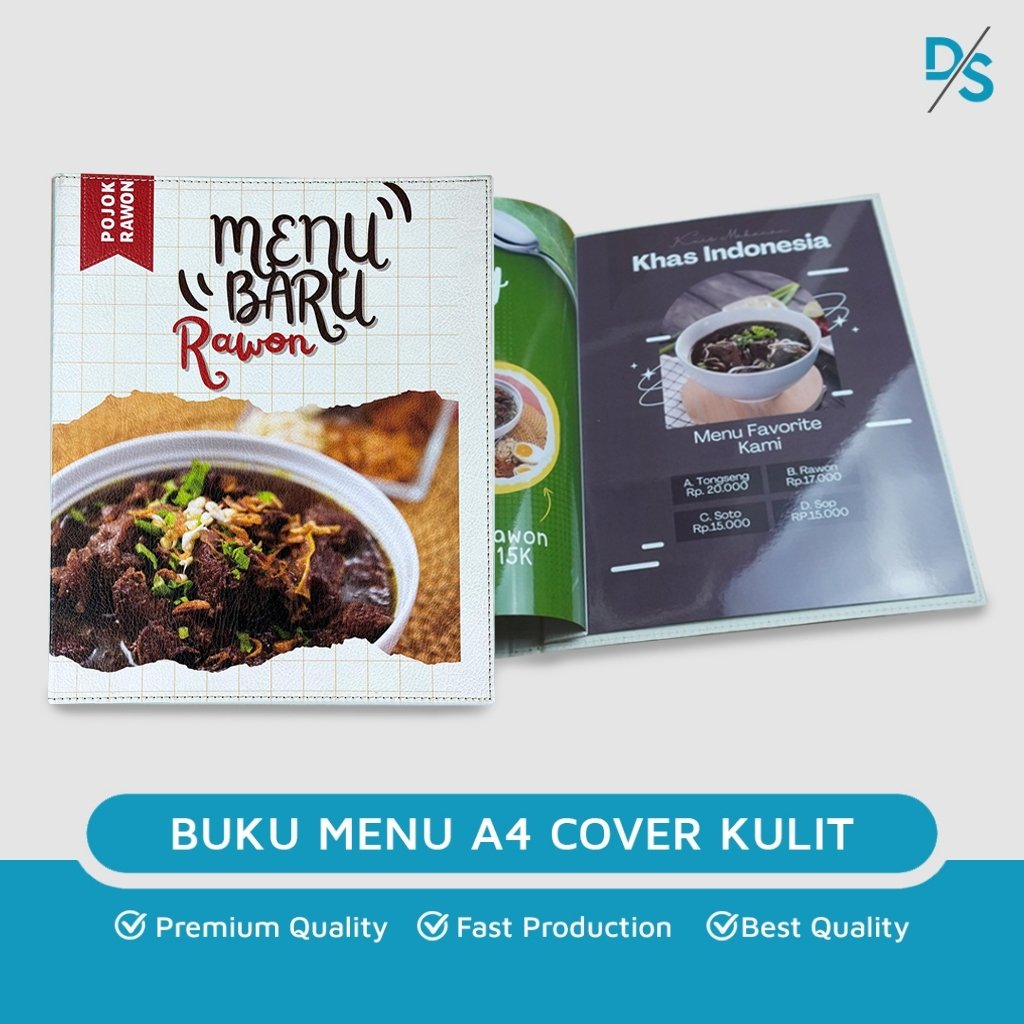 DSPRINTING - Buku Menu Premium / Print Custom Restoran / Cetak Cover Kulit Ukuran  21 X 29.7 Cm / Ready Stock Harga Terjangkau / Cafe Restoran Hotel / Synthetic leather