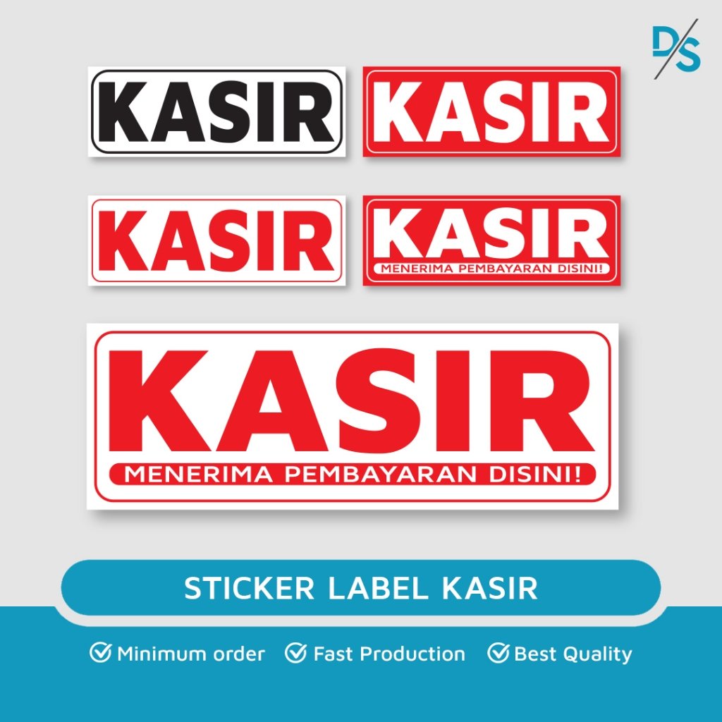 DSPRINTING - Stiker Label Kasir / Sticker Pembayaran / Bayar Disini / Store - Outlet / Custom Cashier