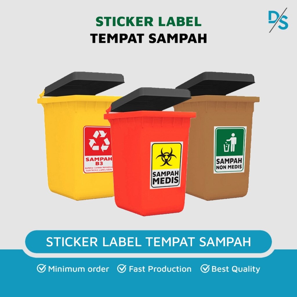 DSPRINTING - Sticker label Tempat Sampah / Sticker labe / Label Sticker / Custom Sticker  / Sticker Anti Air / Stiker Tempat Sampah / Stiker Tong Sampah / Stiker Peringatan Sampah / Stiker Petunjuk Sampah