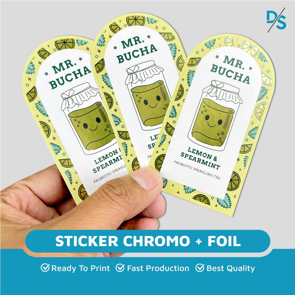 DSPRINTING - Sticker Chromo Foil / Stiker Poly / Silver / Gold / Label Makanan / Minuman / Premium