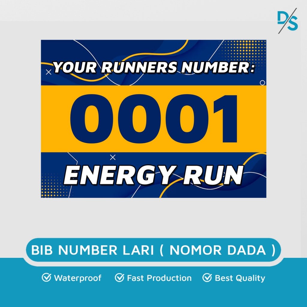 DSPRINTING - Bib bahan PET 125 /  Nomor dada / Nomor Perserta Lomba lari / Nomor Ujian / Nomor Sepeda / Nomor Dada