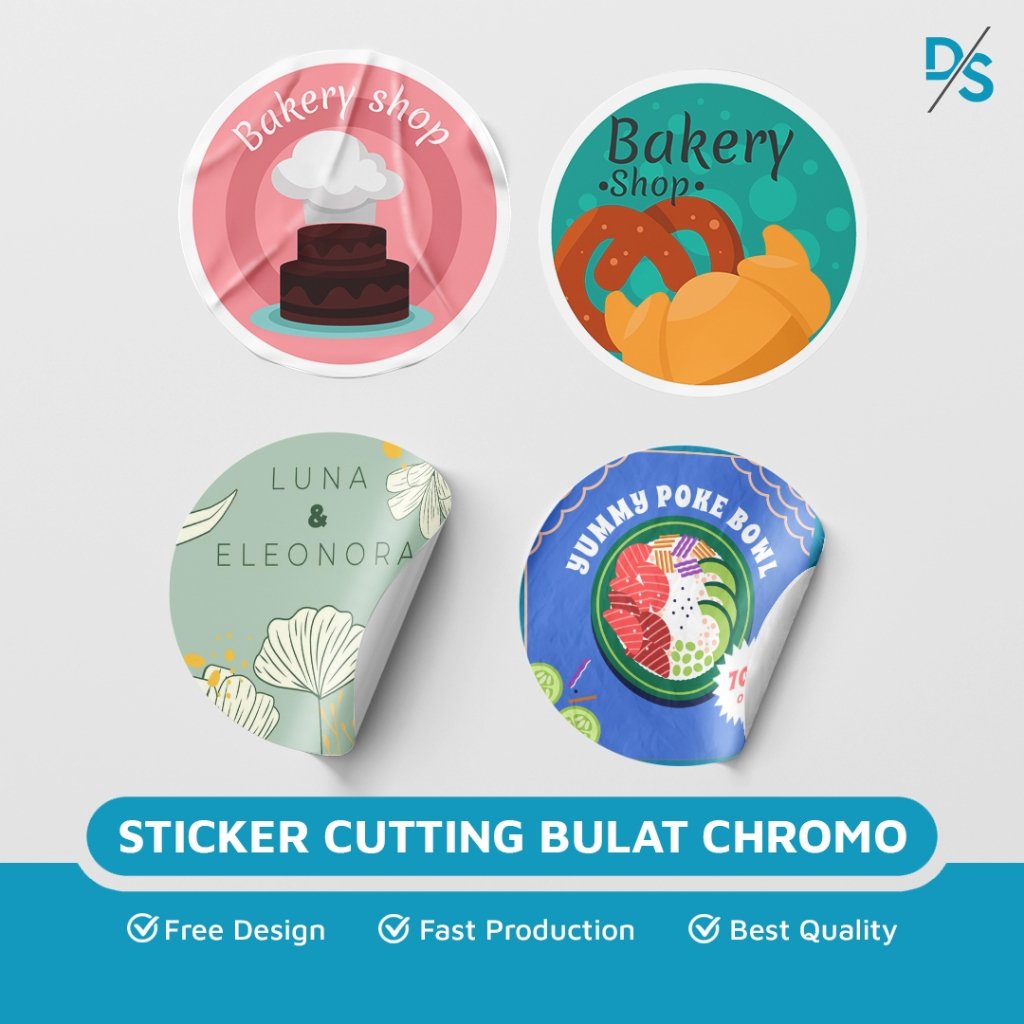 DSPRINTING - Cetak Stiker Chromo Bulat - Label Makanan - Toples - Kemasan Botol Minuman Custom - Sticker Food - Drink - Restaurant