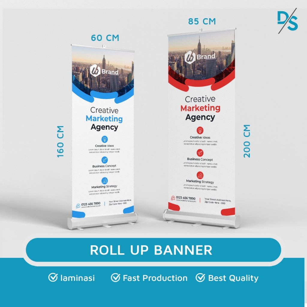 DSPRINTING - Cetak Roll-banner / Stand Banner / Ukuran 60 X 160 Cm / 85x200 Cm Albatros / Stainless Laminasi Doff / Glossy / Roll Up Banner / Promosi / Event / Pameran / Seminar /  Konferensi