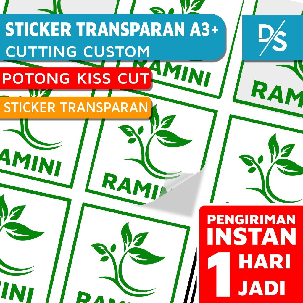 DSPRINTING - Cetak Stiker Transparant / Label Makanan / Toples Kemasan Botol / Minuman Custom Lembaran A3+ Instan 1 Hari Jadi