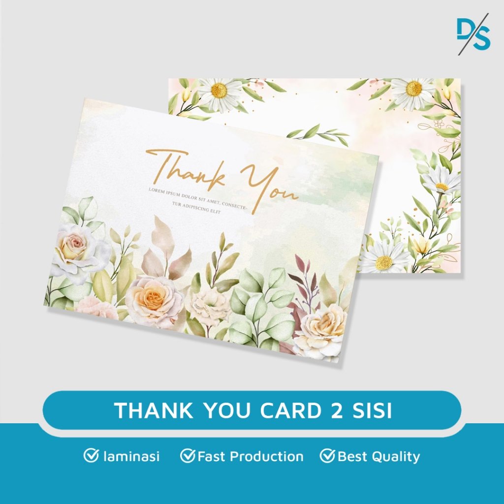 DSPRINTING - Thank You Card Custom - Kartu Ucapan - Undangan - Hari Raya 2 Sisi - Print Dua Sisi - Souvenir - terimakasih ulang tahun anak
